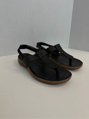 Keen Sandal Dauntless Posted Thong Leather Cork Comfort Travel Beach Blac